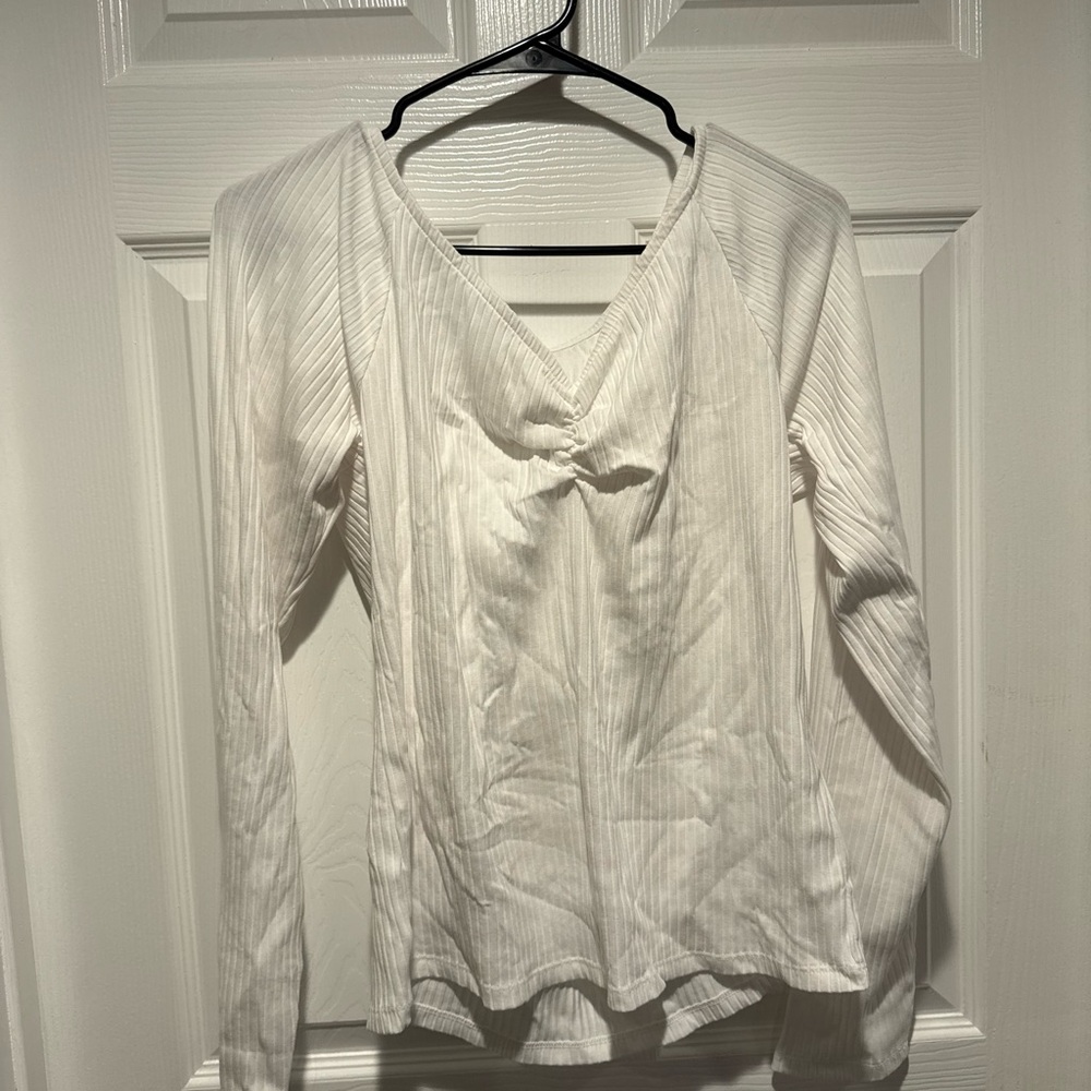 White V-Neck Women's Top